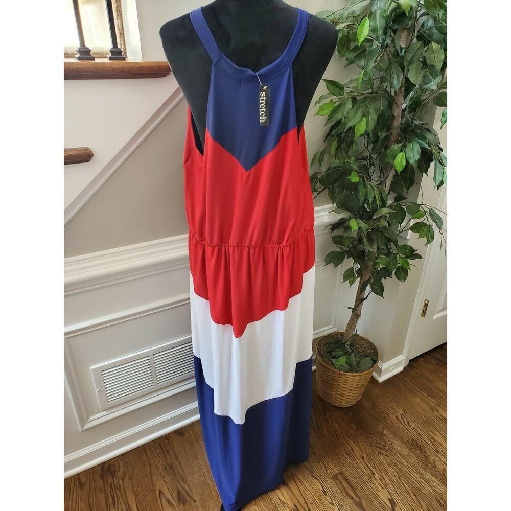Rouge Women's Multicolor Polyester Round Neck Sleeveless Long Maxi Dress Size 2X - Picture 8 of 12